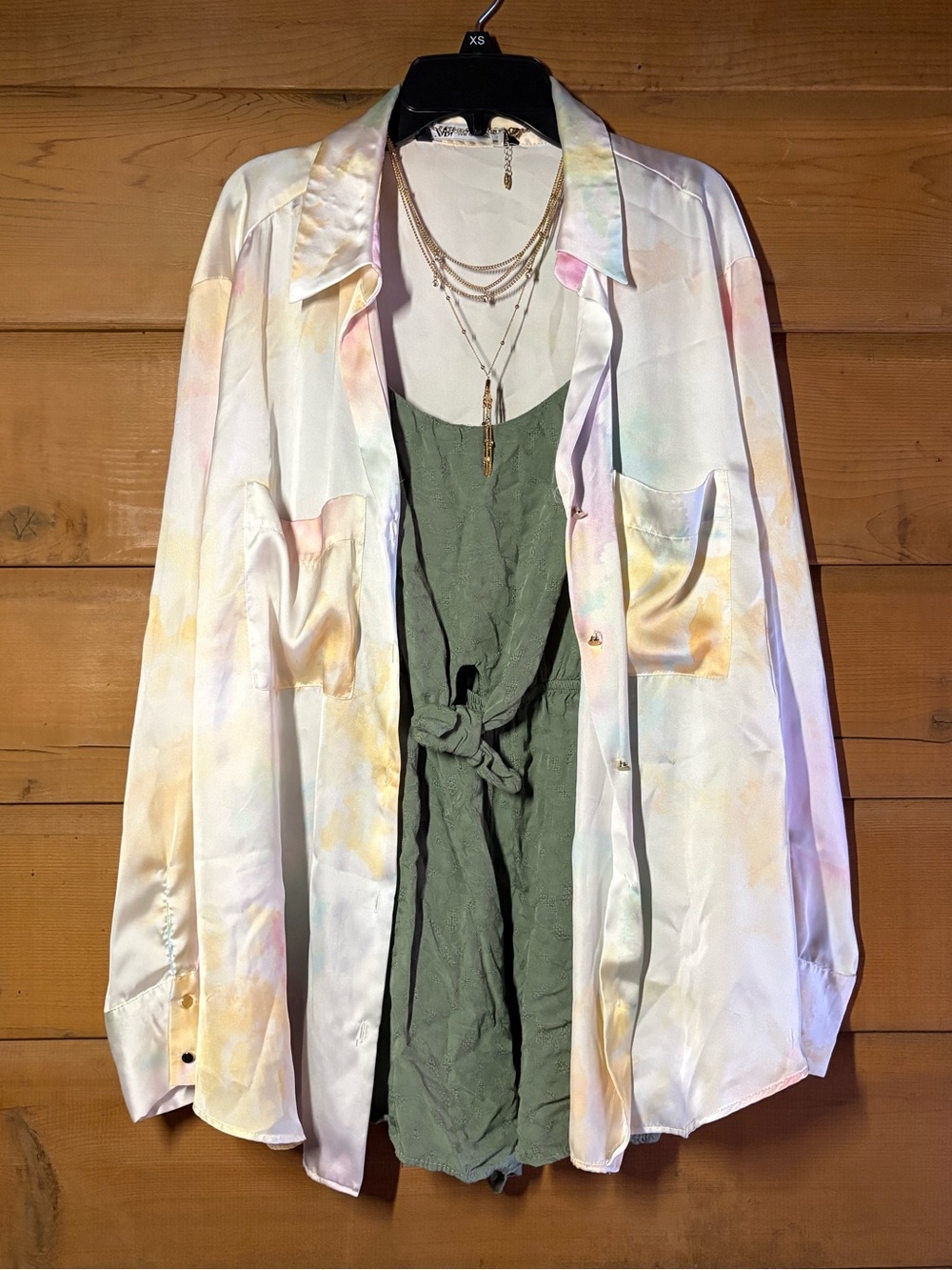 Floral Olive Green Romper- Blue Jasmine- Size Medium- Cottage- Fairy- Boho
